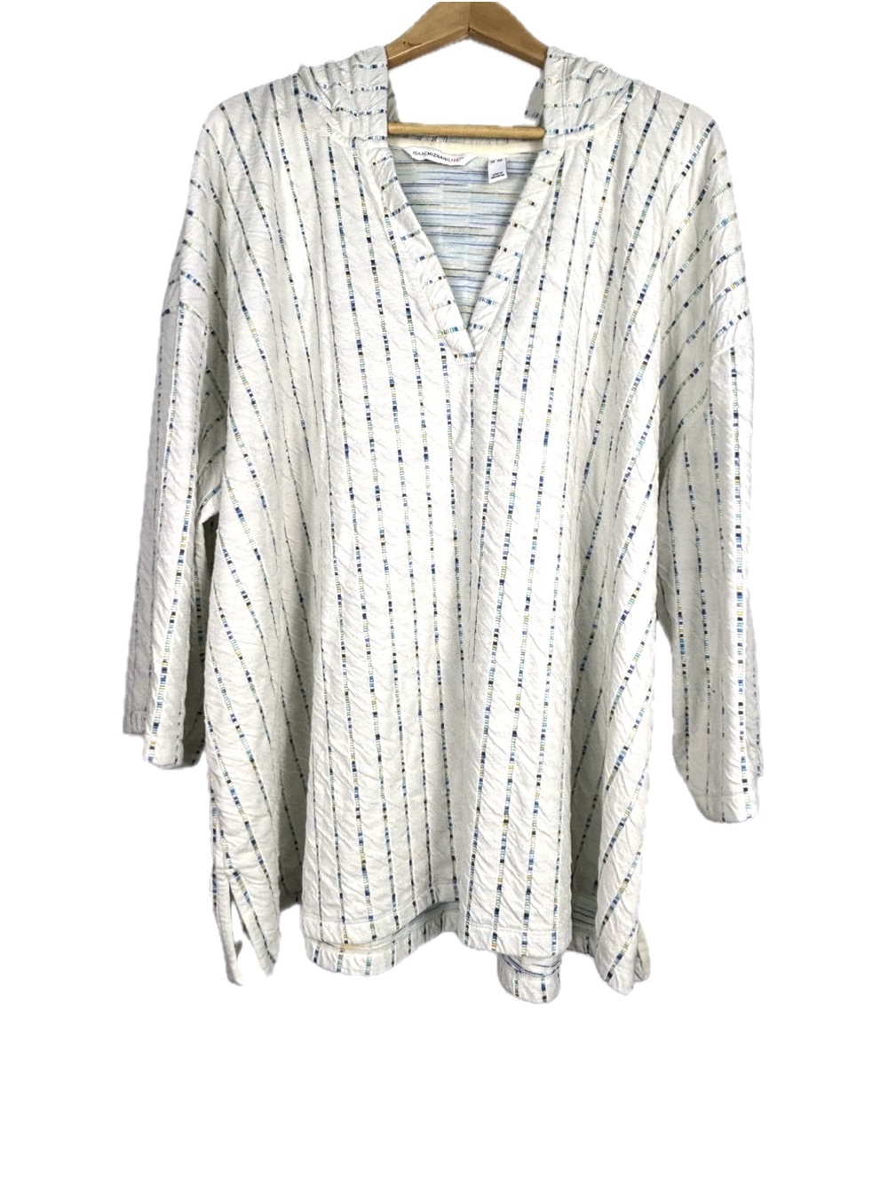 Isaac Mizrahi Live! Multicolor Striped Knit Hooded Tunic Top 3X